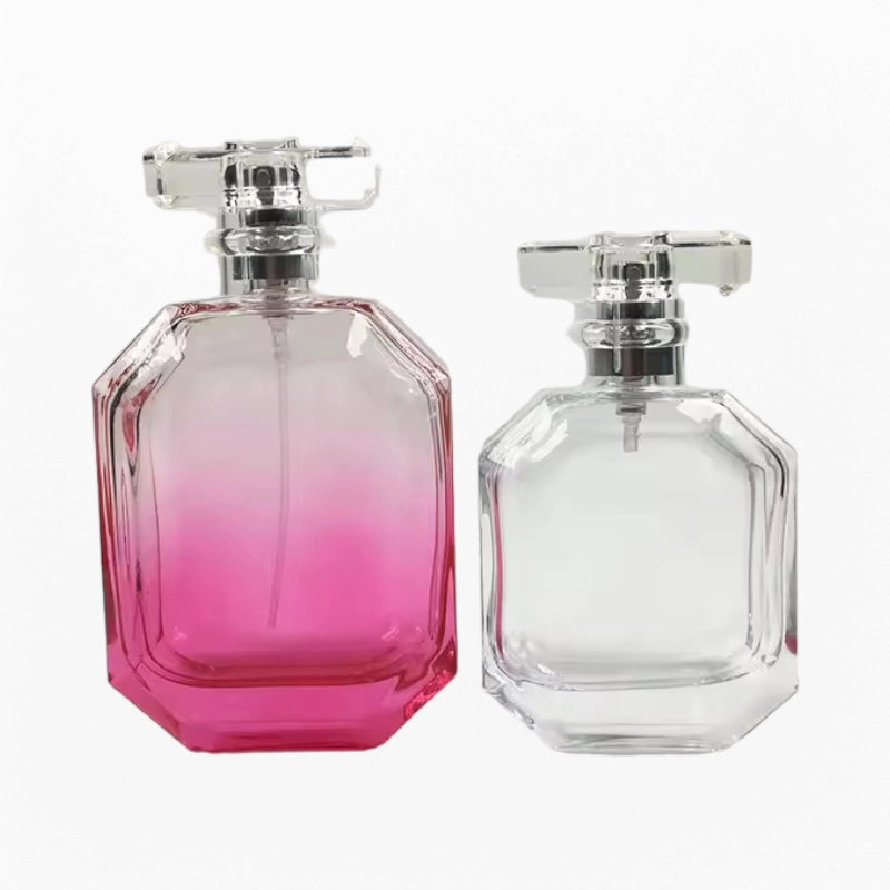 Pink Colored Perfume Bottle Flat Octagon Shape Gradient Color