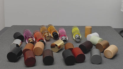 Wholesale 15ml Empty Perfume Bottle Portable Glass Atomizer Spray Bottle with Custom Cylinder Wooden Cap