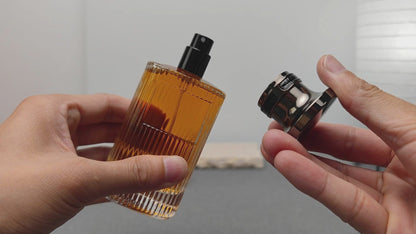 Luxury Ribbed Glass Perfume Bottle 50ml 100ml Empty Fragrance Packaging