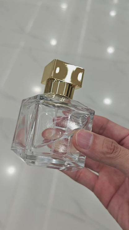 High-End 70ml 100ml Square Perfume Bottle with Silver Gold Black Pump Spray Cap Quality Stock Product with Secure Seal Atomizer
