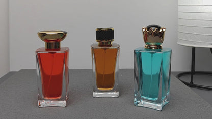 100ml Luxury Glass Perfume Bottle Empty Fragrance Packaging Bottle with Decorative Cap Custom Logo OEM ODM Perfume Packaging