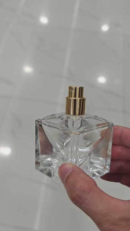 High-End 70ml 100ml Square Perfume Bottle with Silver Gold Black Pump Spray Cap Quality Stock Product with Secure Seal Atomizer