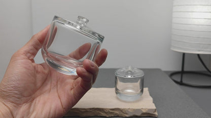 50ml & 100ml Cylinder Glass Perfume Bottles with Pump Sprayer and Stylish Caps for Home Boutique & Display