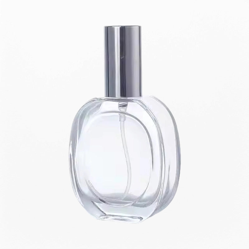 Refill Cologne Bottle Clear Glass Silver Cap