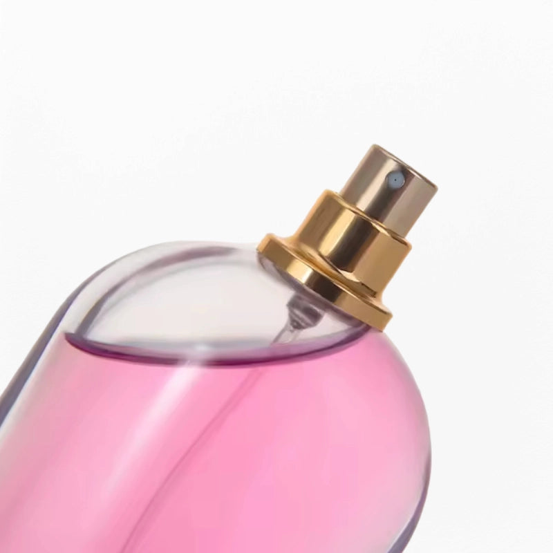round flat perfume bottle smooth out line 100ml with golden sprayer