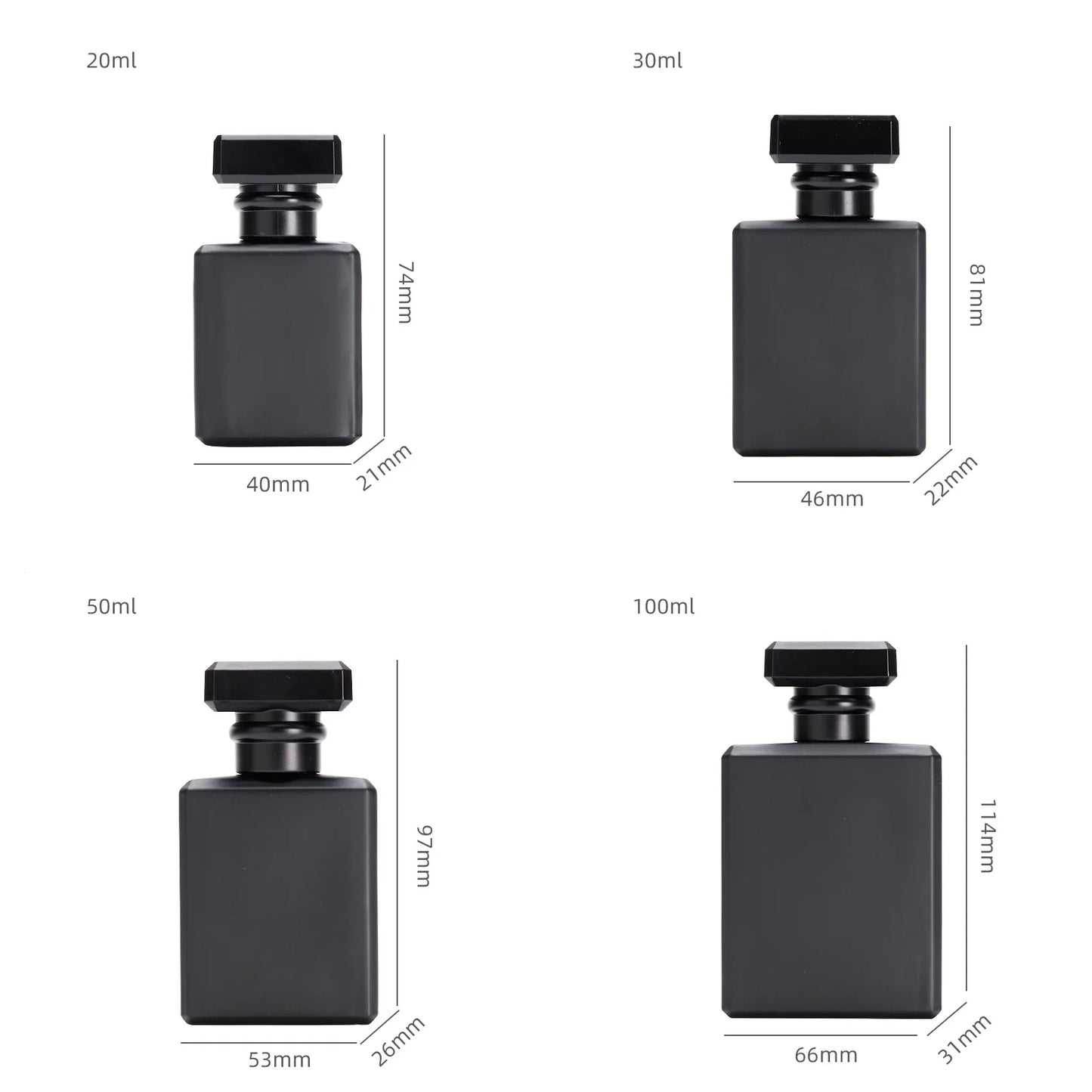 Black Perfume Bottle for Men Square Shape Model H053S