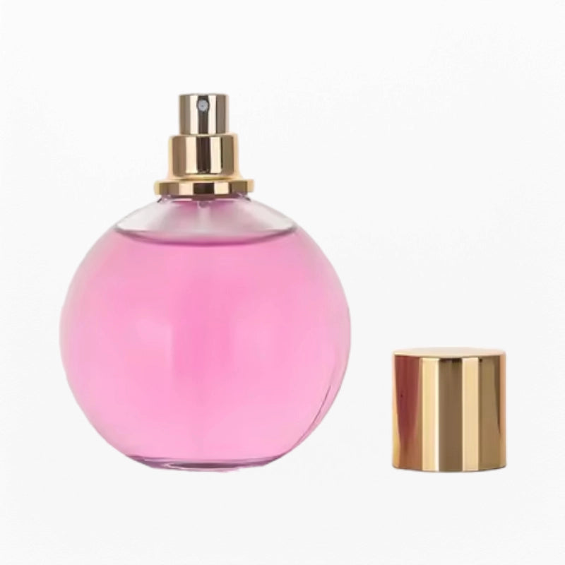 sphere perfume bottle 100ml with golden cap and sprayer