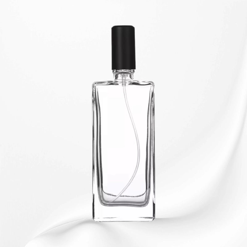 square clear glass perfume bottle