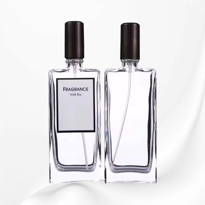 Square Perfume Bottle 50ml Clear Glass Custom Label