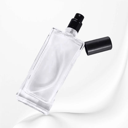 Square Perfume Bottle 50ml Clear Glass Pump Sprayer