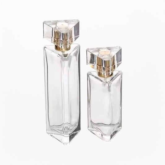 triangle perfume bottle made of ultra white glass