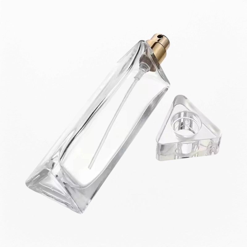 triangle perfume bottle made of ultra white glass