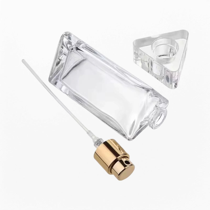 triangle perfume bottle made of ultra white glass