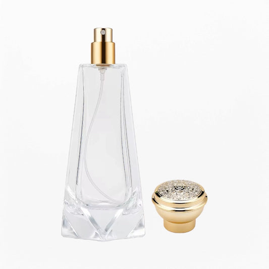 Triangle Shaped Perfume Bottle Resembles an Iron Tower