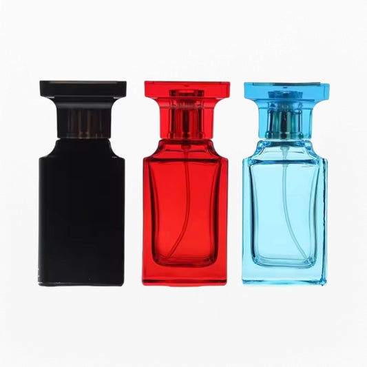 Wholesale Perfume Bottle Square Shape Red Black Blue Color 50ml